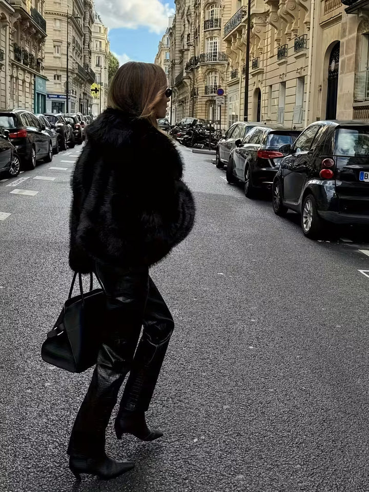 Jorida – Jachetă Oversized Din Blană Artificială, Scurtă, Cu Revere