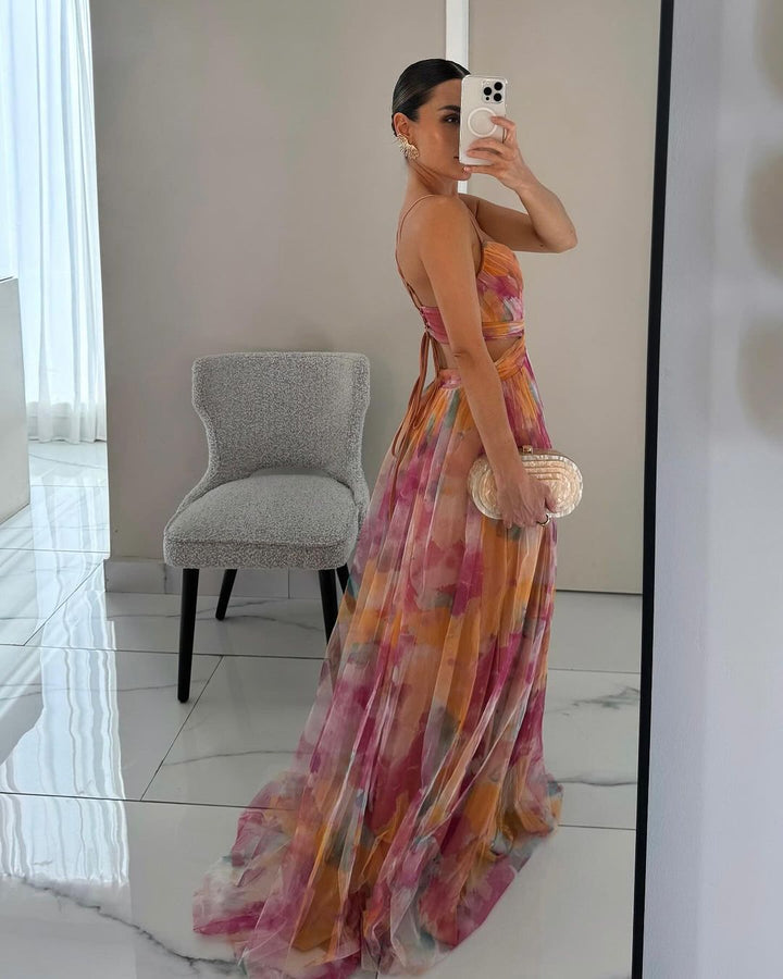 Guoda - Rochie Lungă cu Imprimeu Floral Incântător