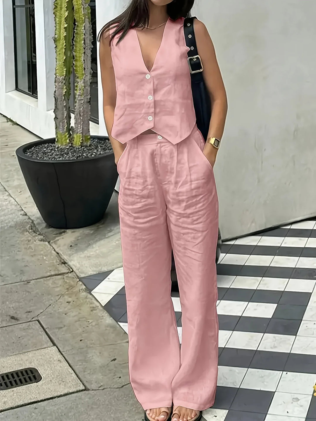 Jorja - Set Elegant Din Două Piese Fără Mâneci