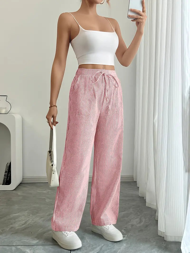 Alina - Pantaloni Eleganți cu Dungi și Buzunare