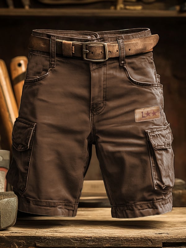 Pantaloni Scurți Multifuncționali Pentru Bărbați în Stil Retro Din Material Ripstop Pentru Activități în Aer Liber