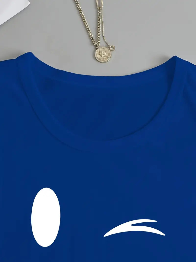 Odalina - Tricou Cazual Cu Imprimeu Smiley Cu Ochiul