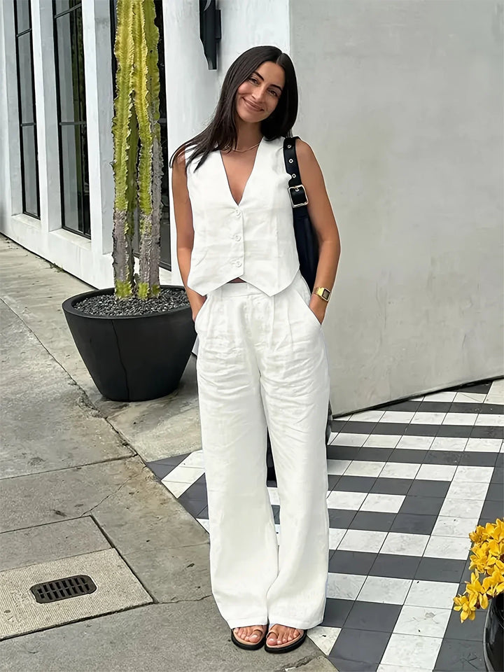 Jorja - Set Elegant Din Două Piese Fără Mâneci