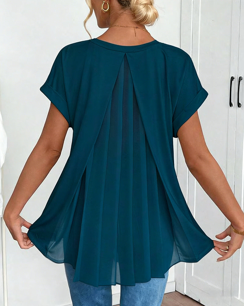 Liyanna - Tricou cu Mâneci Scurte în Stil Patchwork
