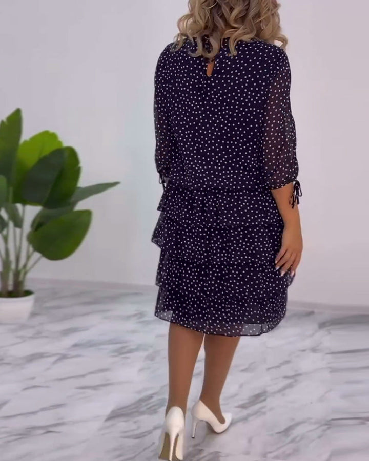 Eralyn - Rochie Cu Volane Si Mâneci Cu Decupaj Si Fundă