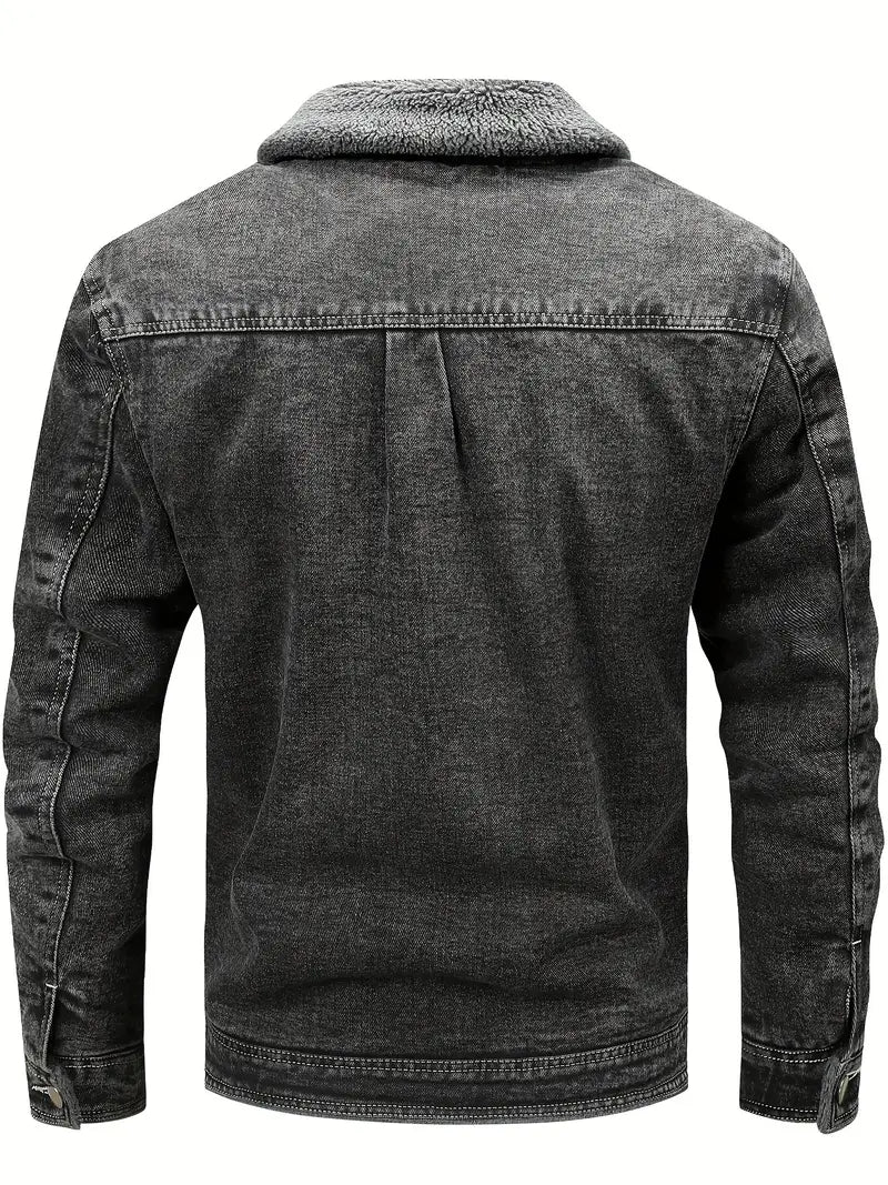 Geoffroy - Jachetă Vintage Din Denim Cu Căptușeală Din Fleece