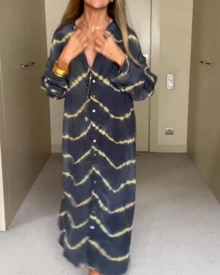 Suchitra - Rochie Cu Mâneci Lungi In Stil Boho, Cu Dungi