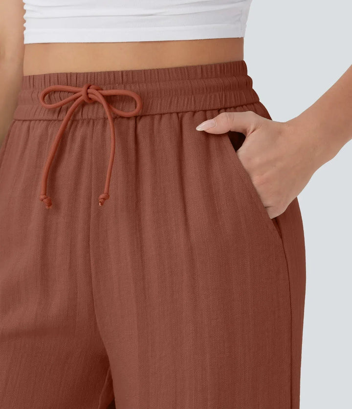 Zafeiria - Pantaloni Eleganți Din In