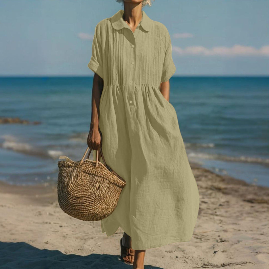 Janny – Rochie-Cămașă Elegantă Din Bmbac cu Croi Lejer