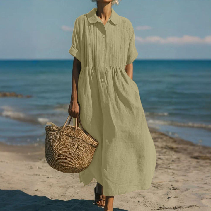 Janny – Rochie-Cămașă Elegantă Din Bmbac cu Croi Lejer