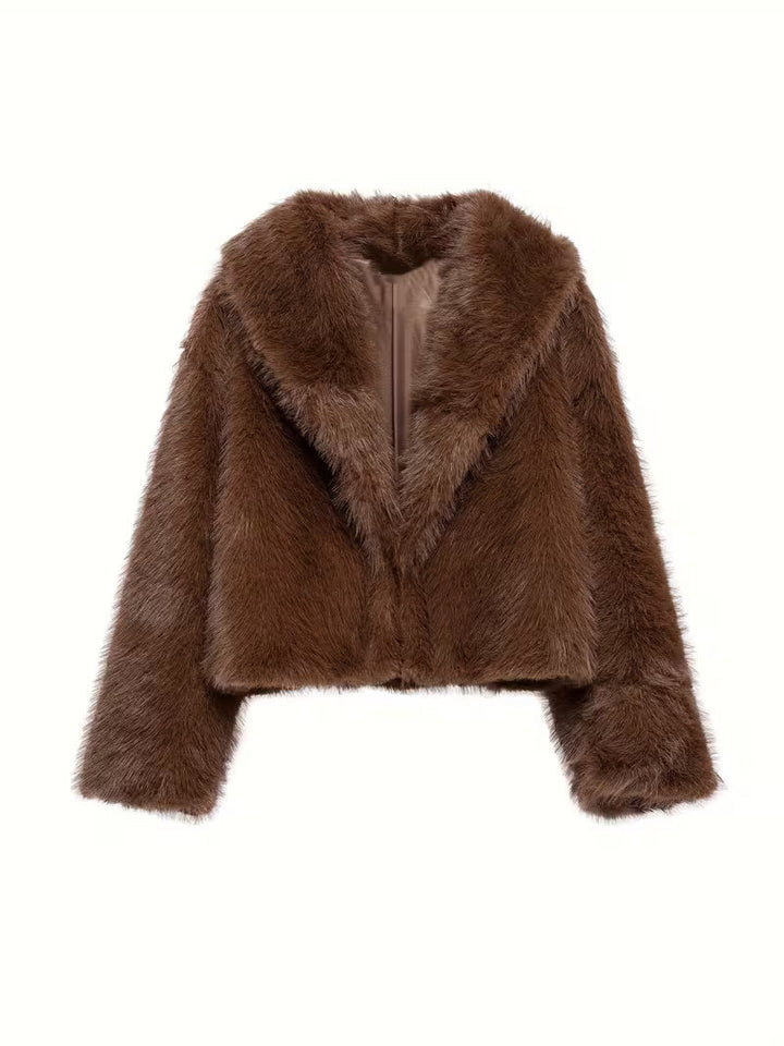 Jorida – Jachetă Oversized Din Blană Artificială, Scurtă, Cu Revere