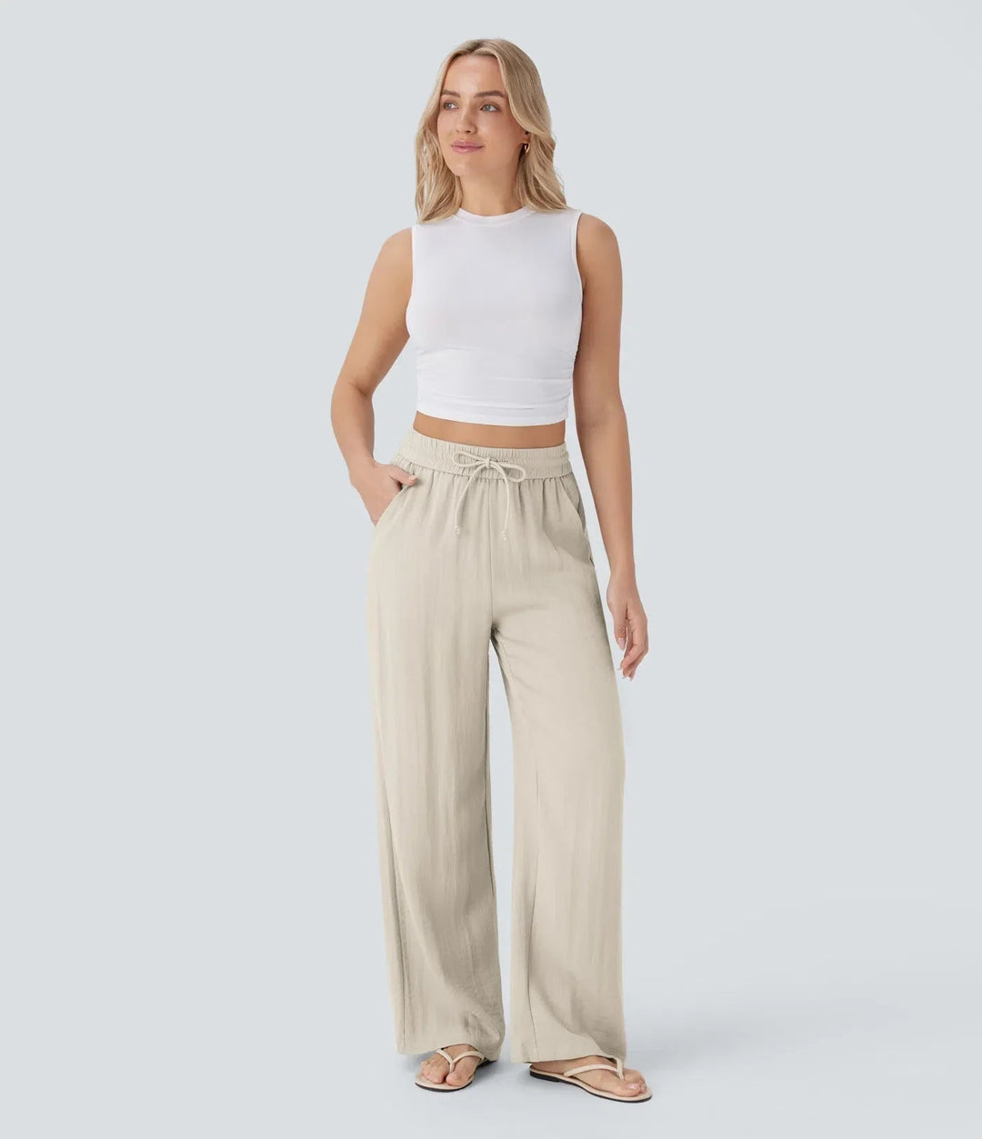 Zafeiria - Pantaloni Eleganți Din In