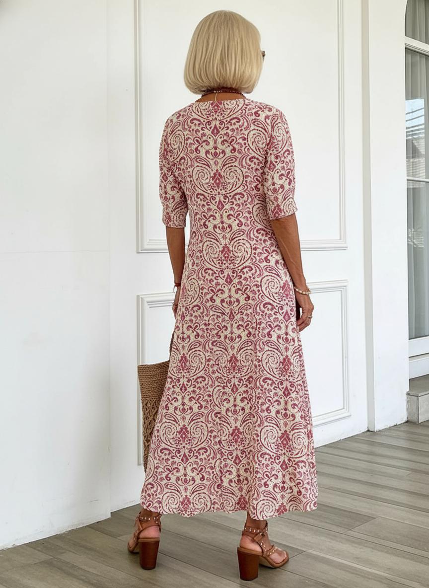 Zarmina – Rochie Lungă Elegantă Cu Imprimeu Boho