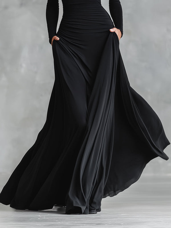 Hestia - Rochie Maxi Elegantă cu Pliuri Fluide