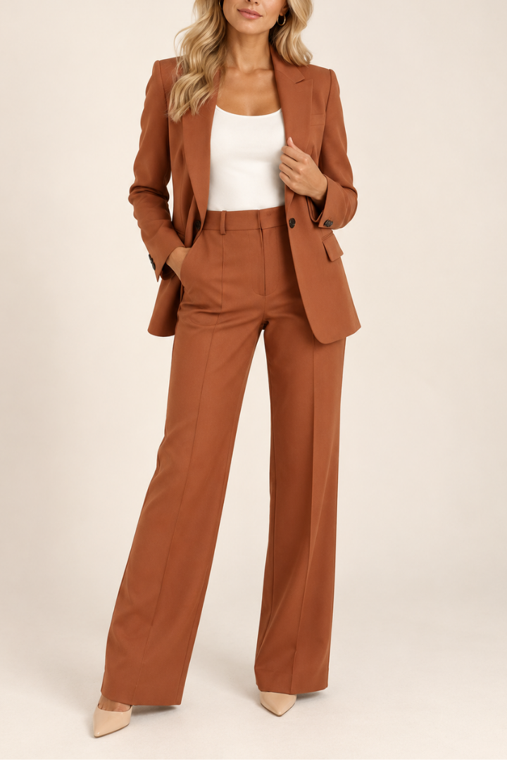 Danyela – Set Compus Din Blazer și Pantaloni cu Croi Drept