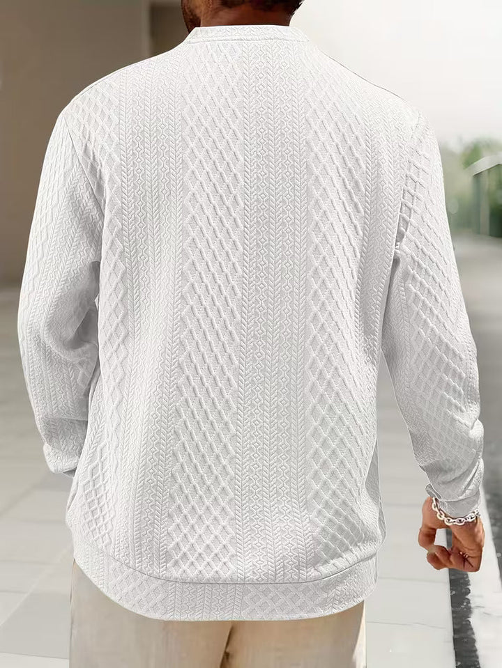 Mathew – Pulover Henley Cu Mâneci Lungi, Tricotat Geometrică