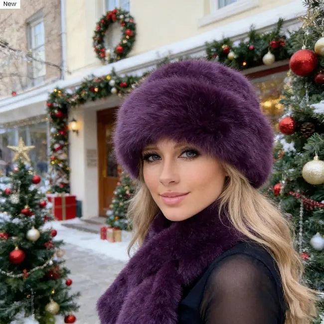 Eugenie – Set format Din Căciulă Pufoasă de Iarnă și Eșarfă Asortată