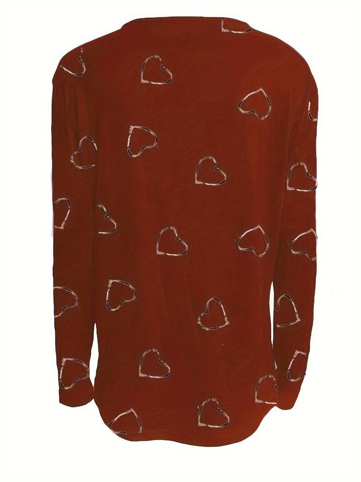 Romisha - Tricou Cu Imprimeu Inimă și Fermoar