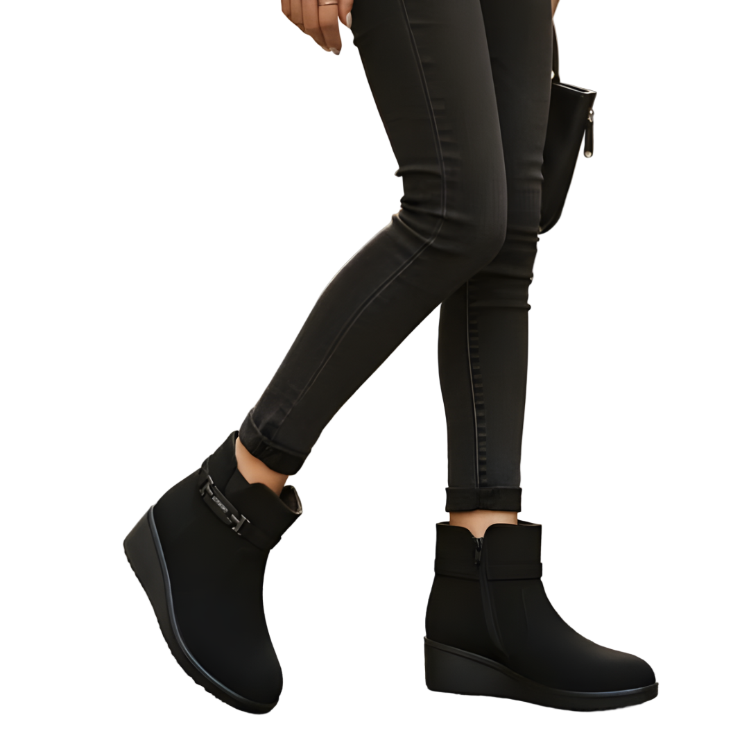 Alwara - Cizmă de Gleznă Cu Fermoar Lateral