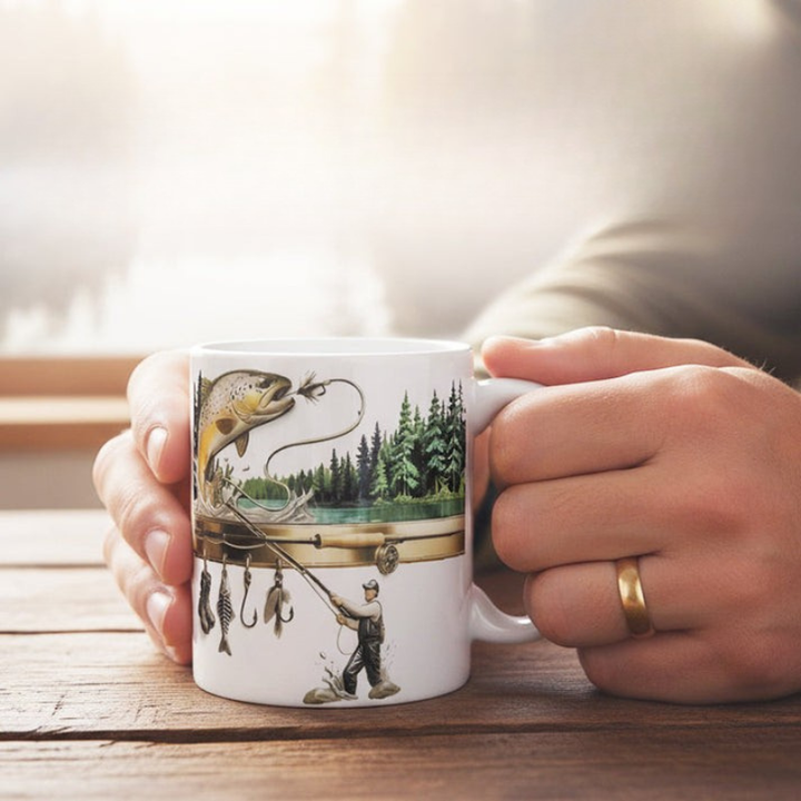 TackleMug - Cană de Cafea cu Motiv Pescăresc