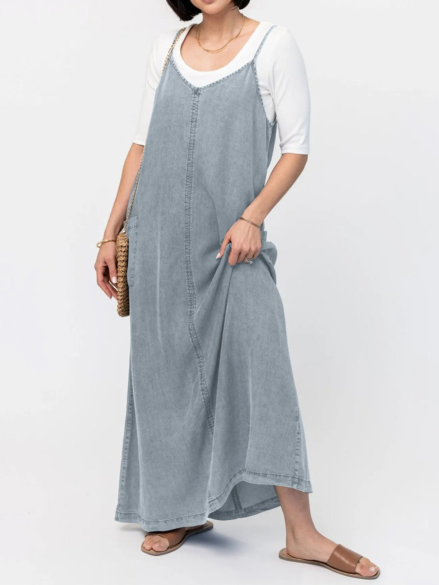 Éricaa - Croială Lejeră Denim Rochie Maxi