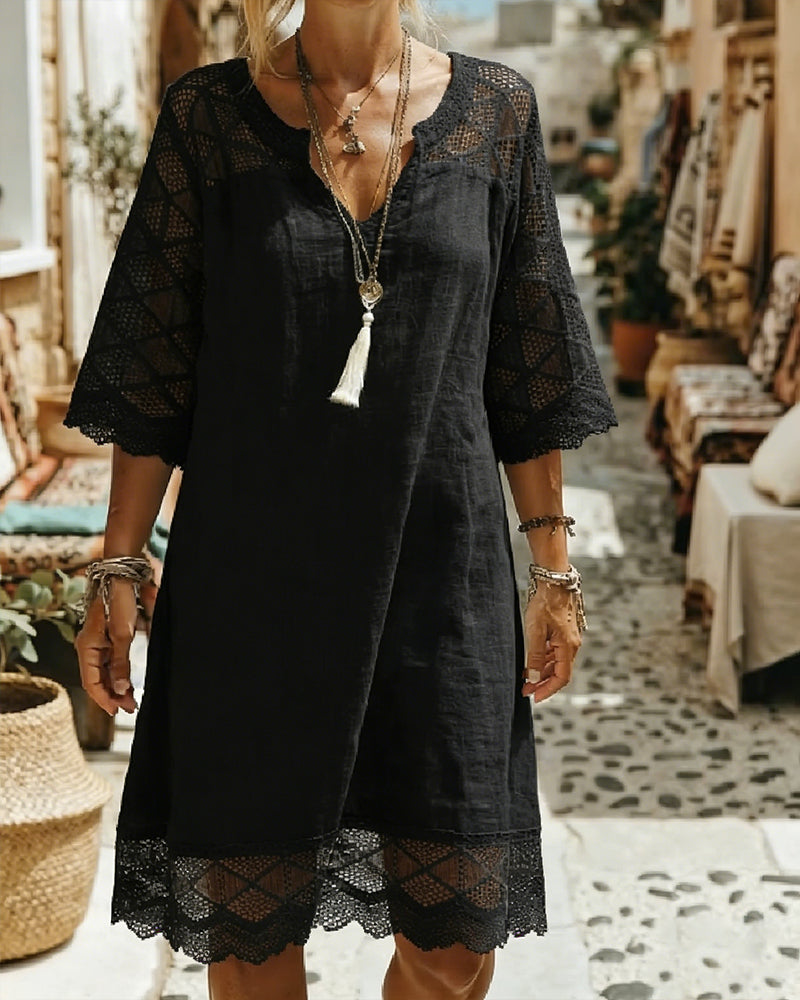 Kilina - Rochie Cu Decupaje Din Dantelă și Decolteu în V