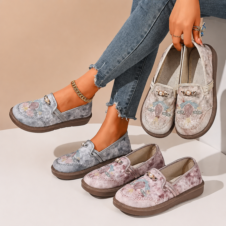Adeyla – Mocasini Fără șireturi cu Imprimeu Floral