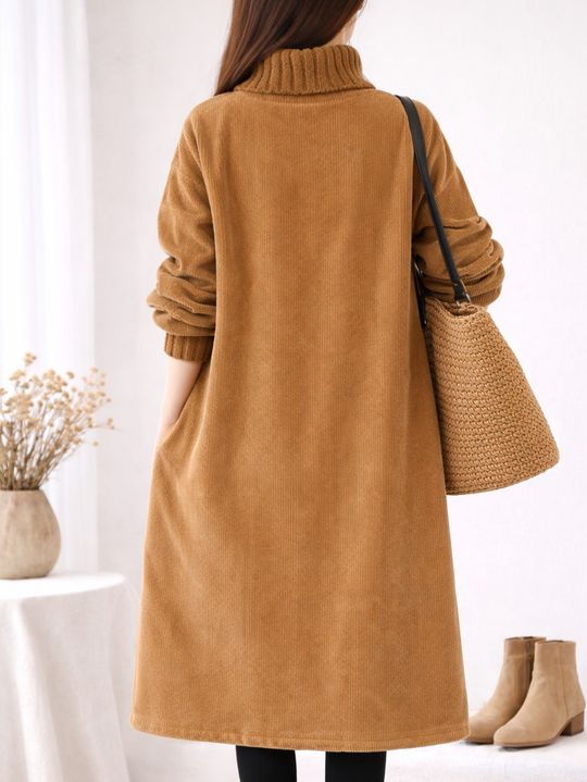 Mohana - Rochie Lungă din Catifea cu Guler înalt