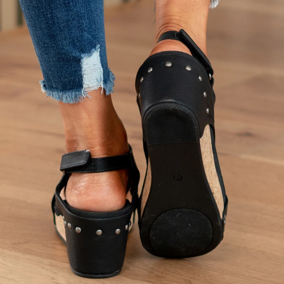 Makrina - Sandale Confortabile Cu Toc în Formă De Pană