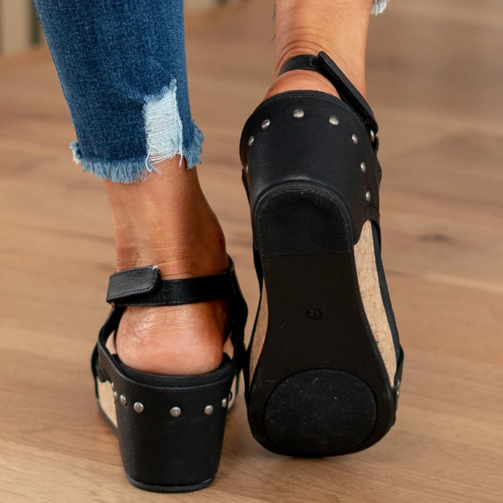 Makrina - Sandale Confortabile Cu Toc în Formă De Pană