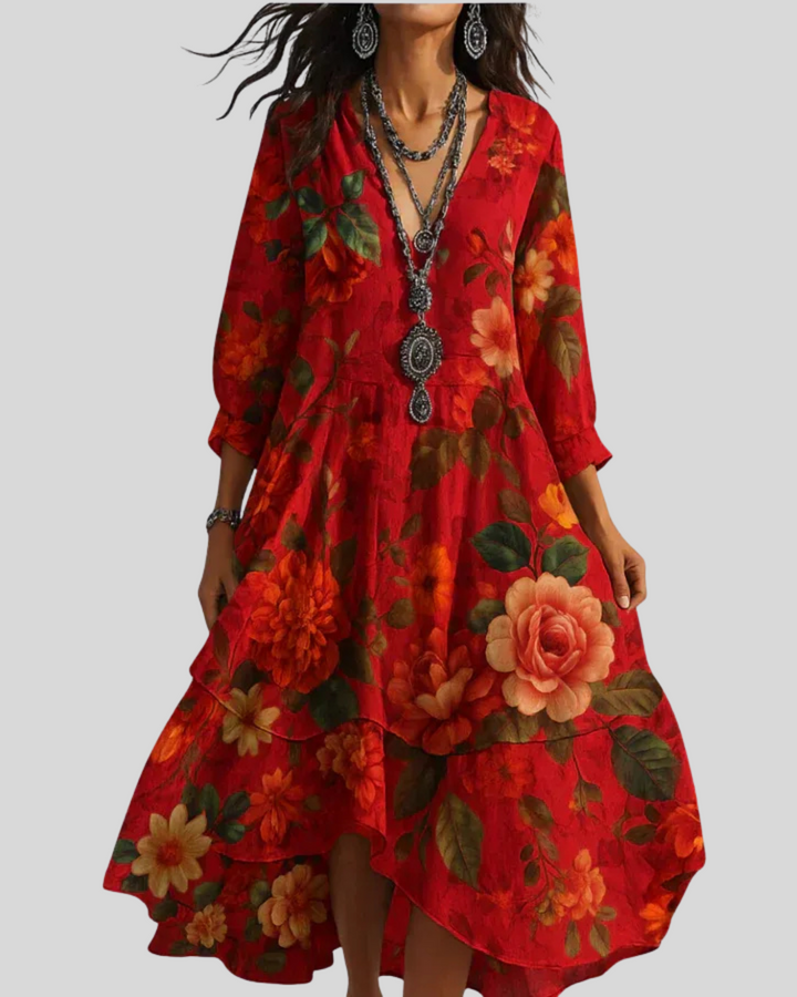 Debra - Floral Imprimeu Maxi Rochie