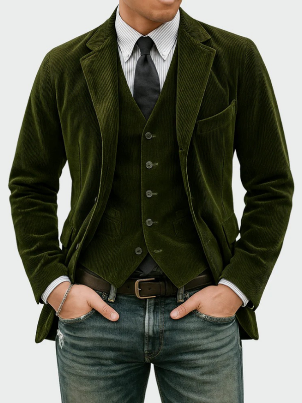 Gunnar - Blazer și Vestă Din Catifea