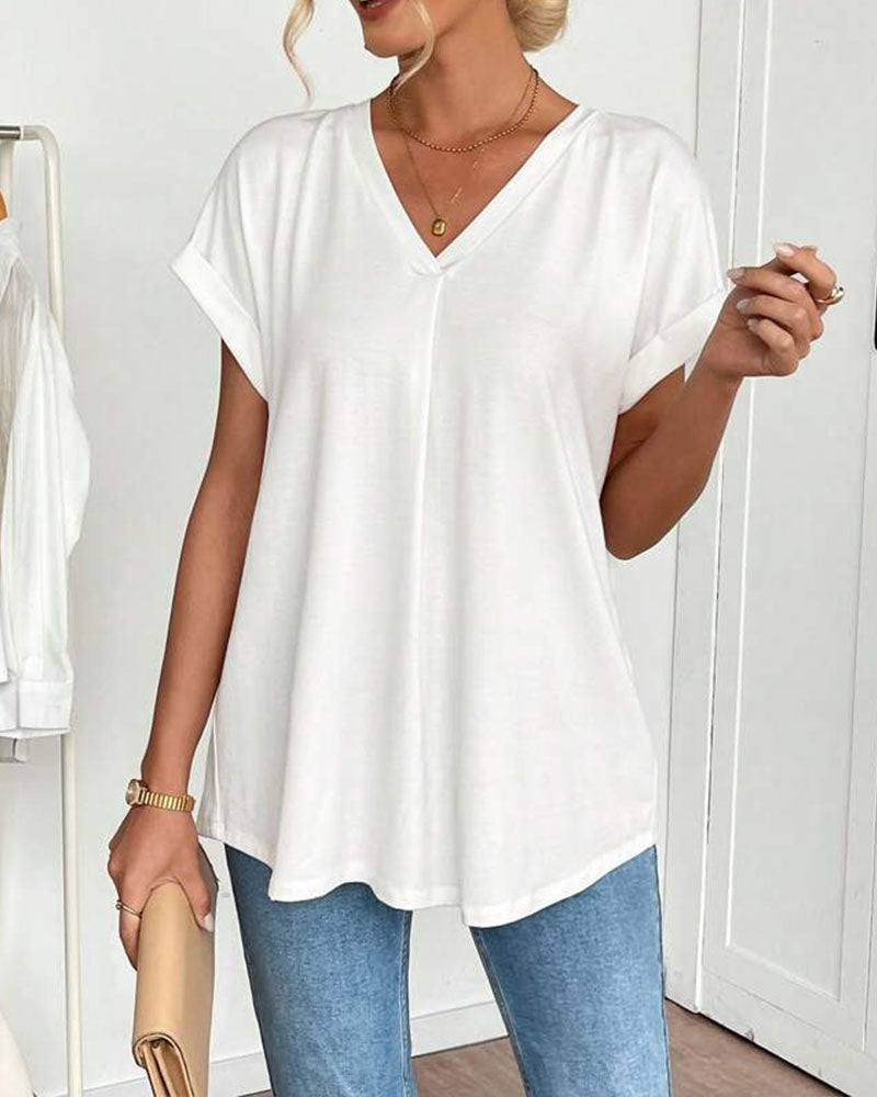Liyanna - Tricou cu Mâneci Scurte în Stil Patchwork