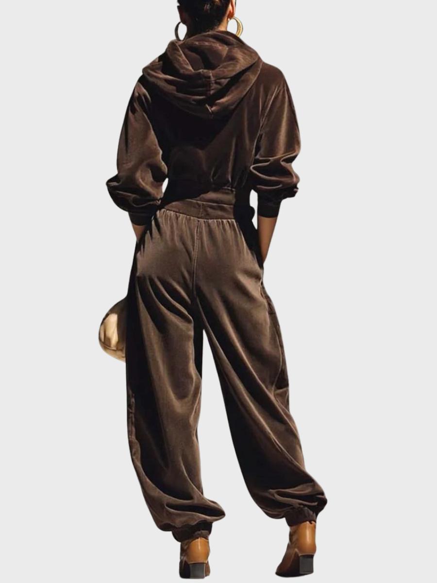 Skaidre - Set Vintage cu Hanorac Din Catifea și Pantaloni largi