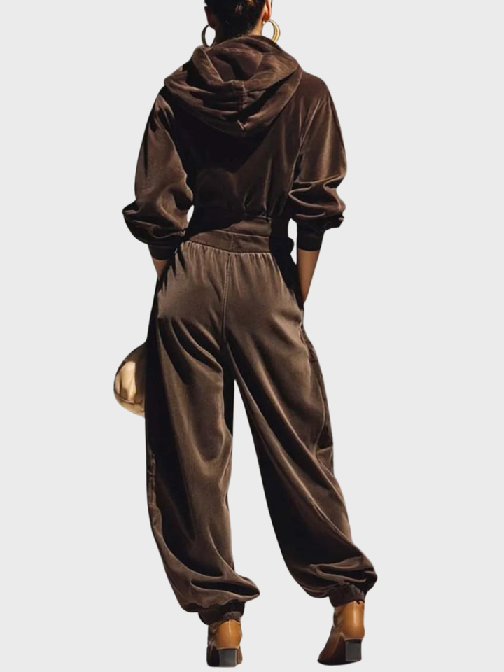 Skaidre - Set Vintage cu Hanorac Din Catifea și Pantaloni largi