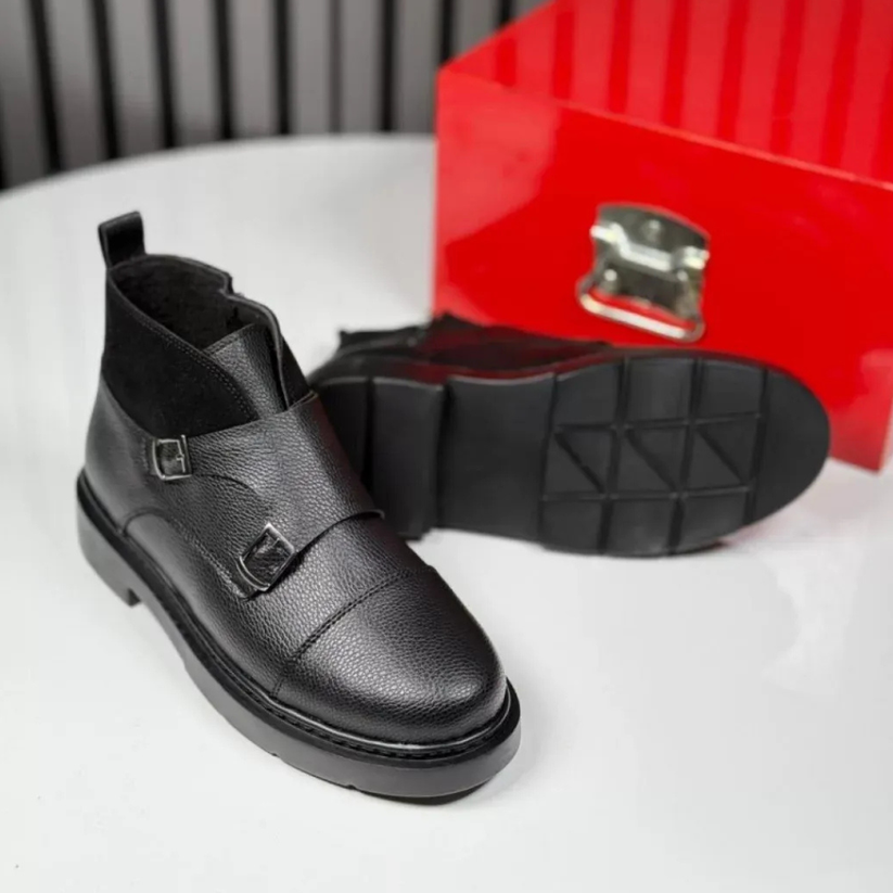 Abner - Cizme Din Piele Cu Curea Tip Monk