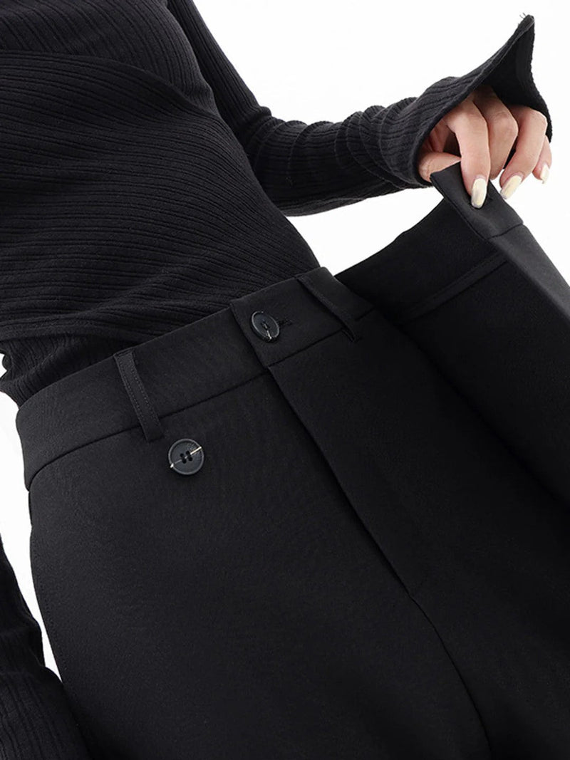 Nela - Pantaloni Croiți Asimetric, Cu Talie înaltă