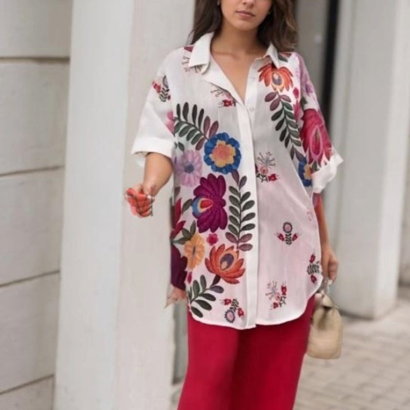 Rossella - Cămașă Elegantă Cu Imprimeu Floral