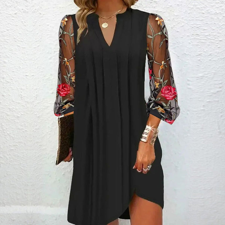 Victoire - Rochie Mini Elegantă Cu Mâneci Transparente