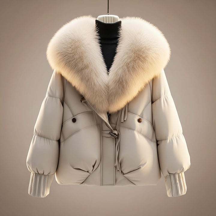 Enina - Palton Elegant Din Bumbac Cu Guler Din Blană