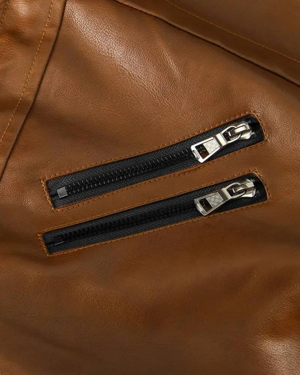 Davor - Jacheta Din Piele Cu Glugă și Inchidere Cu Fermoar Dublu