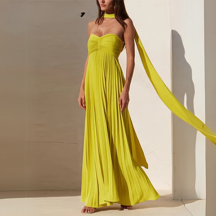 Melista - Rochie Lungă Elegantă Cu Pliuri