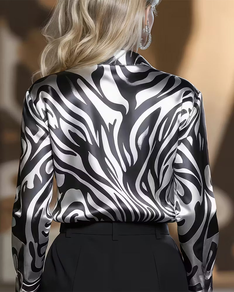 Luziana - Cămașă Elegantă Cu Imprimeu Zebră