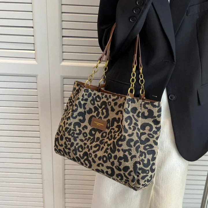 Leonora - Geantă Tote cu Charm Leopard