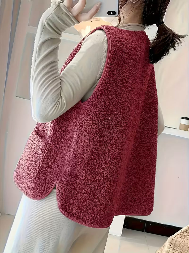 Miona – Vestă Din Fleece Moale, Cu Buzunare