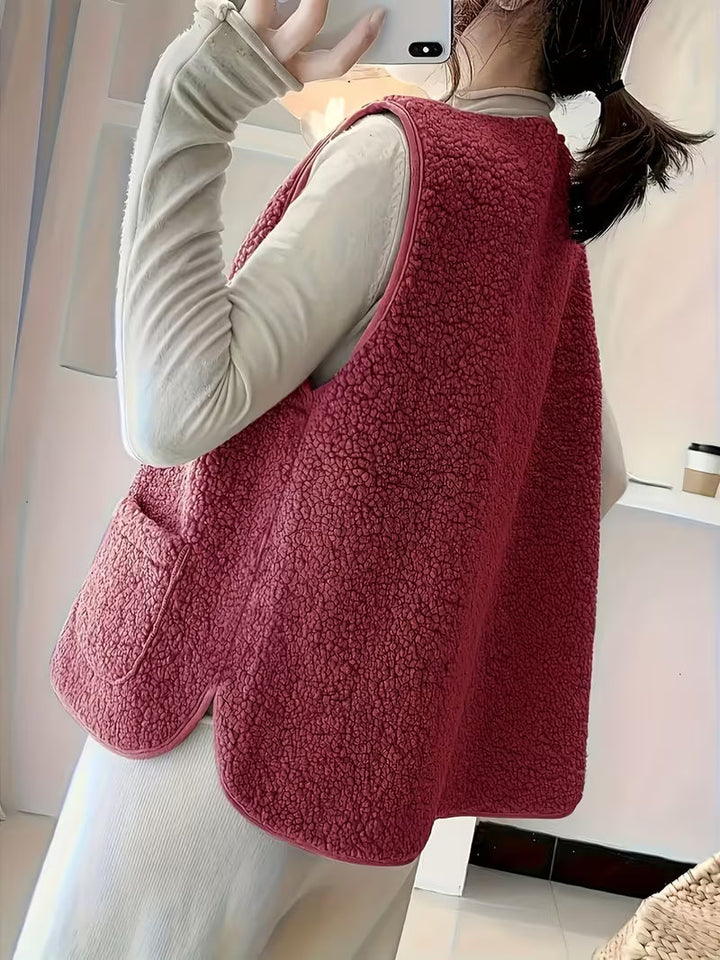 Miona – Vestă Din Fleece Moale, Cu Buzunare