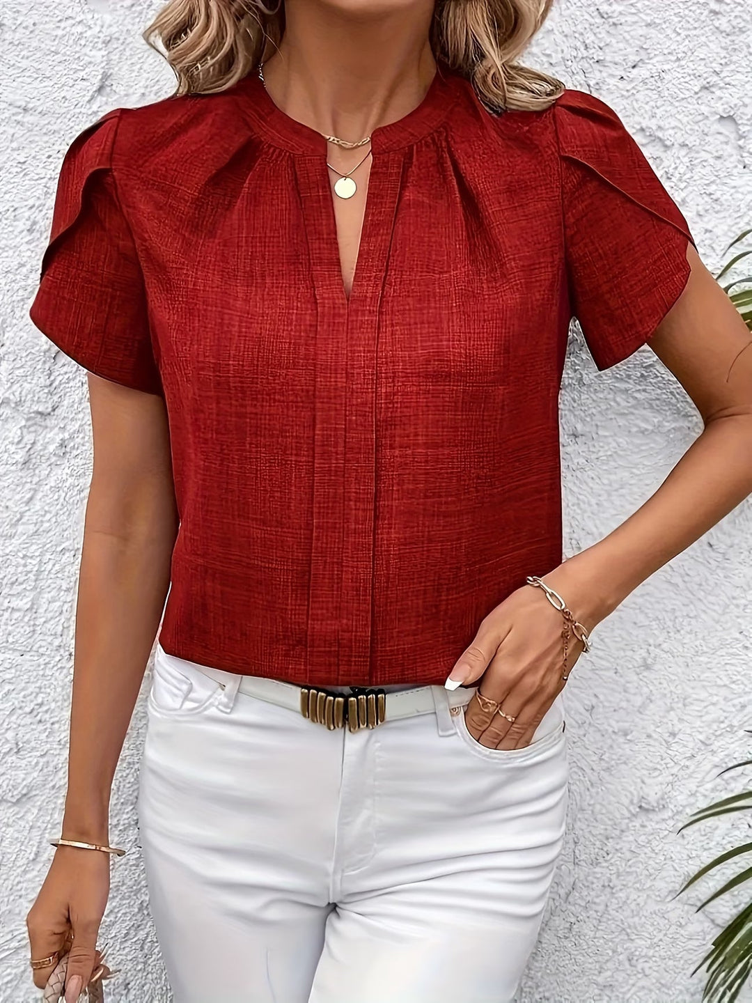 Kacey – Tricou Cu Mâneci Scurte Și Decolteu În V