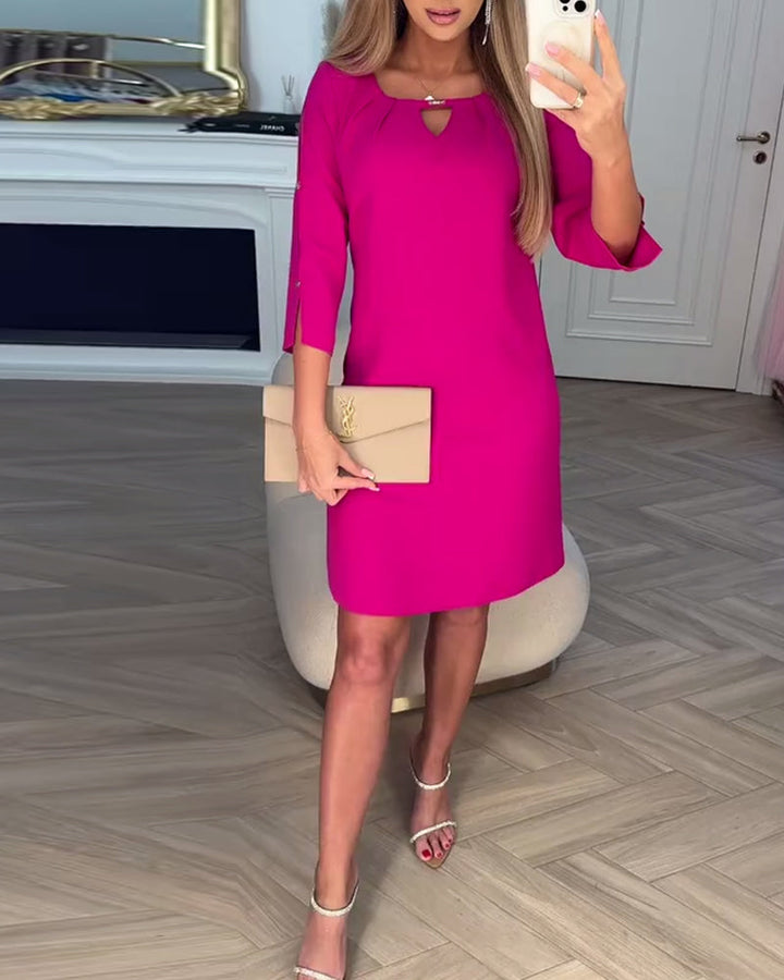 Kamelia - Rochie Mini Cu Mâneci Cu Decupaj In Formă De Cheie