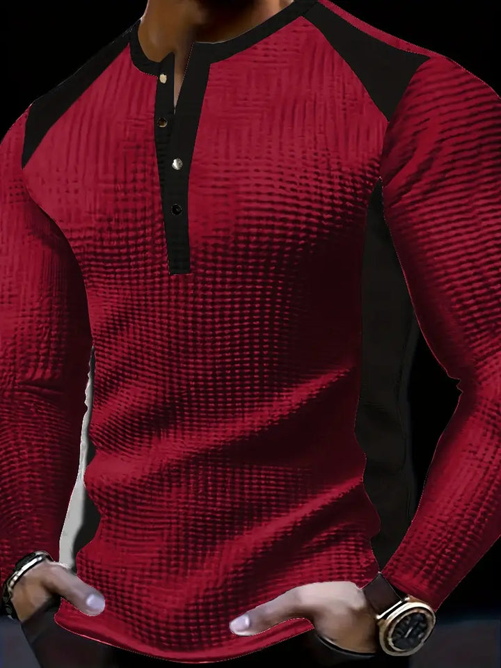 Kyran - Cămașă Henley Cu Mâneci Lungi și Modele Waffle