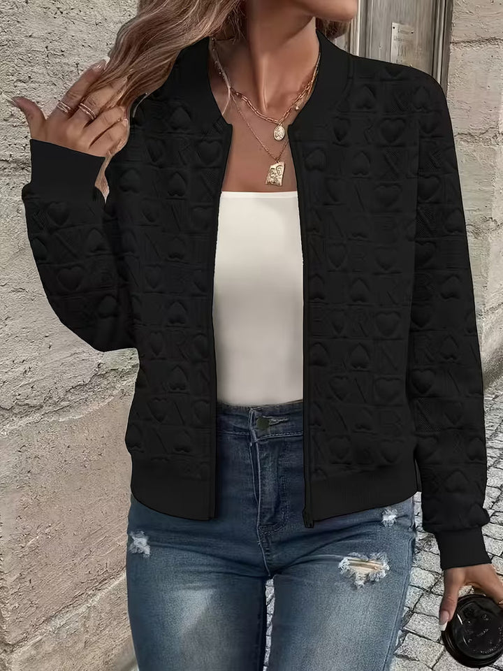 Lojina – Jachetă Cu Fermoar Și Model În Relief Cu Inimi